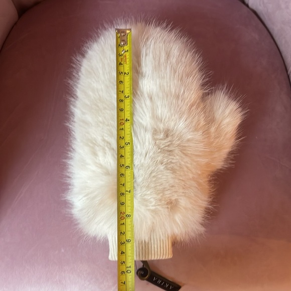 Cream Colored Faux Fur Mittens designed by AKIRA.. - Picture 11 of 12